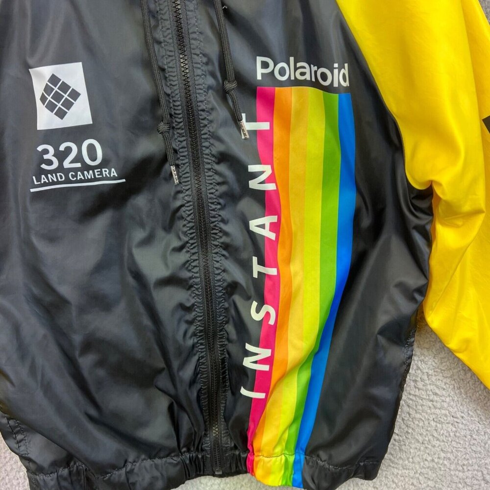 VINTAGE POLAROID 320 LAND CAMERA 90’S LIGHT HOODED JACKET ‎ SHELL BLACK SMALL - Picture 7 of 14